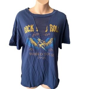 Modish Rebel Rock and Roll Sheer Peekaboo Short Sleeve Tshirt